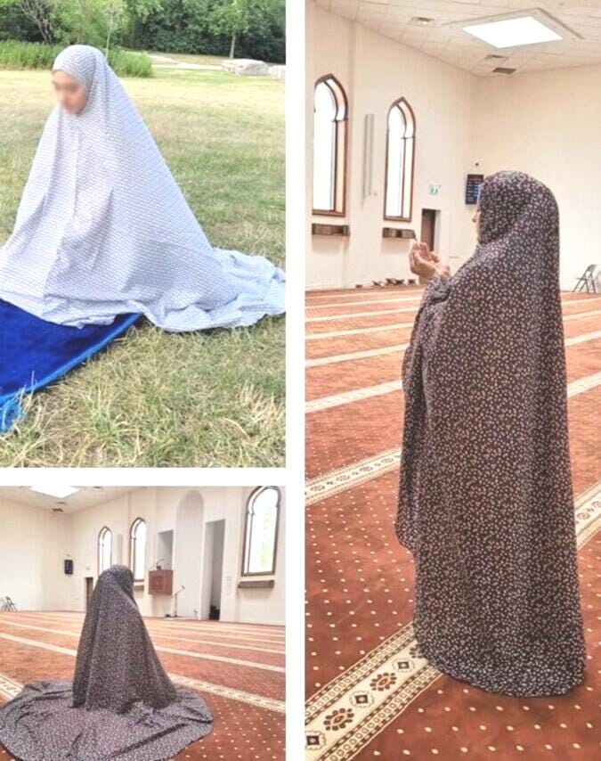 Islamic Prayer Hijab Khimar For Women - One Piece Niqab Overhead Caftan (Grey)