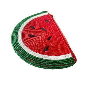 Porte-monnaie en perles pastèque Résistance Eid Mubarak cadeau Palestine gratuit brodé à la main perlé portion des recettes pour Gaza