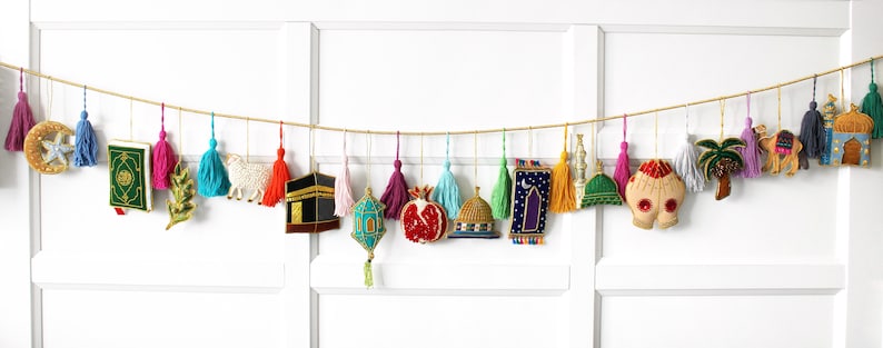 30 Piece Bundle Decorative Heirloom Garland, Islam, muslim celebration, Quran, Kabaah, Madinah, Eid Islamic Art Ramadan, Hajj, Eid Mubarak