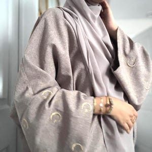 HASASERIES HS0935 Moon Embroidered Elegant Cardigan Abaya main image 0