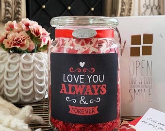 Love You Always Jar of Notes –Unique Valentine‘s Day Gift