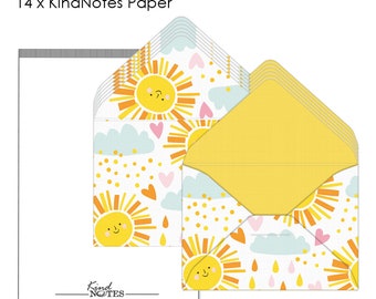 Unique Mini Decorative Envelopes with Blank Papers | 2 1/4" L x 1 5/8" H Closed | One Dozen (12) - Fun in the Sun