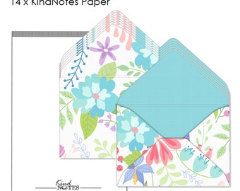 Unique Mini Decorative Envelopes with Blank Papers | 2 1/4" L x 1 5/8" H Closed | One Dozen (12) - Fresh Cut Floral