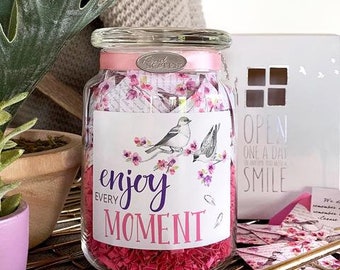 Birds and Flowers Enjoy Every Moment Jar of Notes – Best Friendship Gift