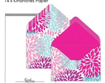 Unique Mini Decorative Envelopes with Blank Papers | 2 1/4" L x 1 5/8" H Closed | One Dozen (12) - Floral Puffs