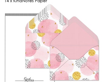 Unique Mini Decorative Envelopes with Blank Papers | 2 1/4" L x 1 5/8" H Closed | One Dozen (12) - Pink Celebrations