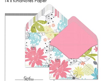 Unique Mini Decorative Envelopes with Blank Papers | 2 1/4" L x 1 5/8" H Closed | One Dozen (12) - Refreshing Floral