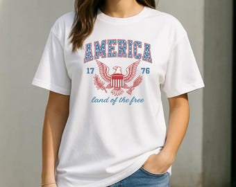America 1776 Shirt – Land of the Free Tee – Patriotic Vintage USA T-Shirt for Women