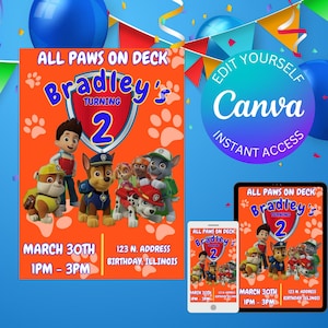 PAW Patrol Birthday Invitation | Editable Digital Invite | Instant Download | Boys and Girls Birthday