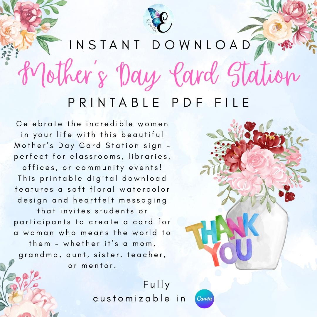 Mother’s Day Card Station Sign – Printable Digital Download | Classroom ...