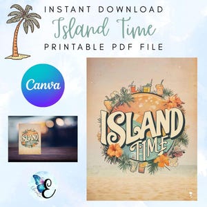 Wydrukowana sztuka ścienna Island Time – Tropical Beach Decor | Coastal Vibes Digital Download | Boho Summer Home Print