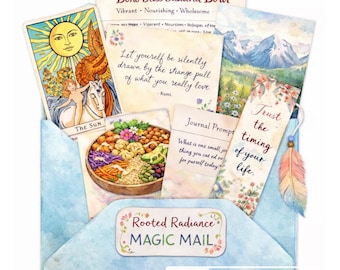 Mindfulness Magic Mail | One-Time Self Care Snail Mail Gift | Tarot Card, Journal Prompts & Art