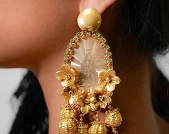 Gold Virgin Mary Earrings