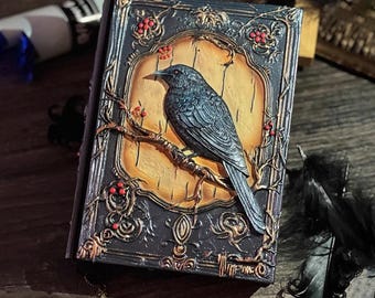 Gothic Raven Embossed Resin Journal – Dark Academia Notebook