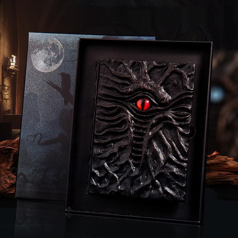 Dark Fantasy Eye Journal – Sculpted Resin Gothic Notebook Red