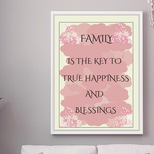 Family is the key to true happiness and blessings ,Family Quote Wall Art ,Family Wall Decor,Printable Wall Art ,Family Room Decor