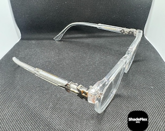 Óculos de grau vintage Y2K com lentes transparentes – Armação gótica prateada em cruz, óculos unissex estilosos, transparentes, sem receita, anti-luz azul