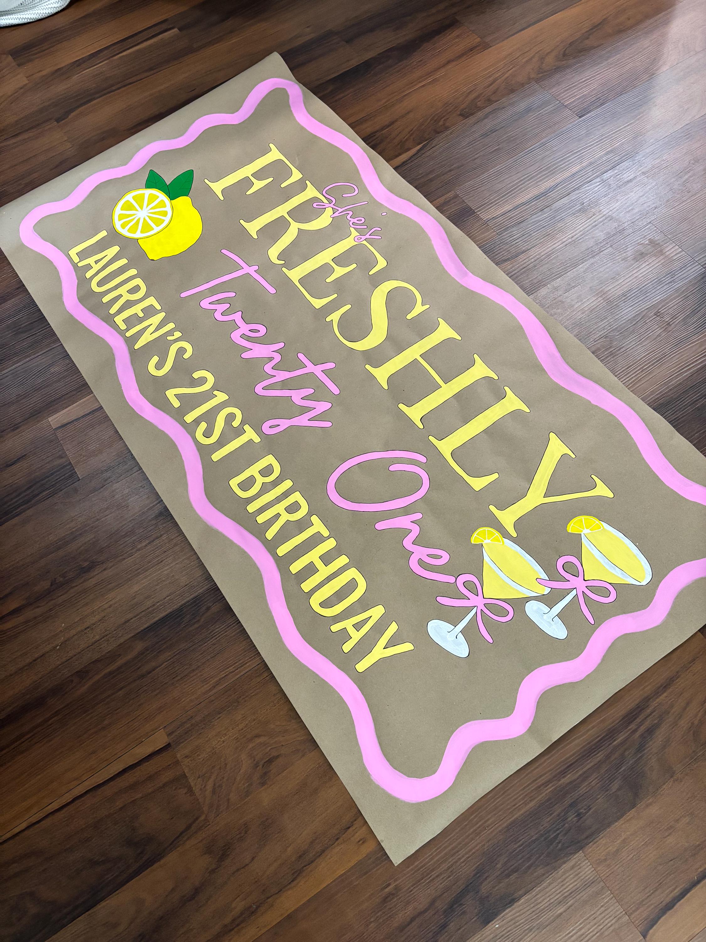 Freshly 21 Hand- Painted Banner - Etsy