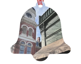 Best of Both Worlds Double Sided Custom Metal Mystic Falls Ornament. Mystic Grill and Tower! TVD merch