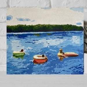 Floating on the lake, Lake print, Summer print, Lake decor, Cabin decor, At the lake, Original artwork, Up North