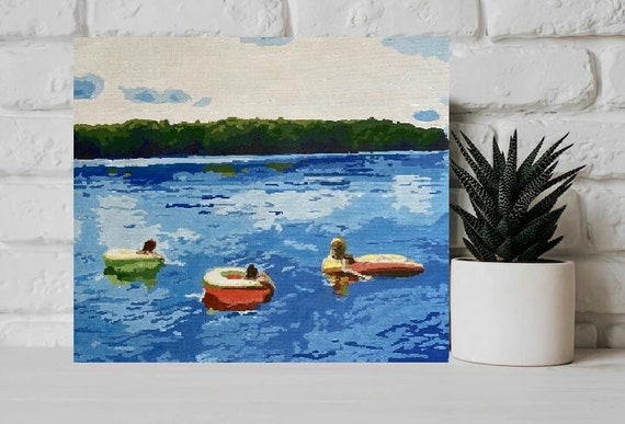 Floating on the lake, Lake print, Summer print, Lake decor, Cabin decor, At the lake, Original artwork, Up North