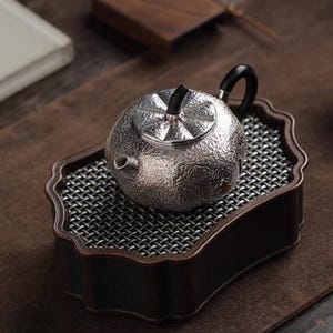 Handcrafted Pure Silver Teapot | 999 Fine Silver | Chinese Gongfu Tea Pot | Hammered Texture | Vintage Style Tea Kettle | Gift Box