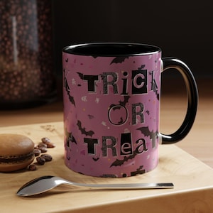 Halloween Accent Coffee Mug, Trick or Treat Mug, Spooky Gift for Halloween, Holiday Coffee Mug, Fun Halloween Decor