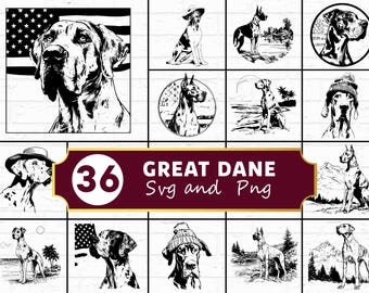 Dane Silhouette SVG Bundle | Big Dog Breed SVG PNG Clipart for Cricut Crafts