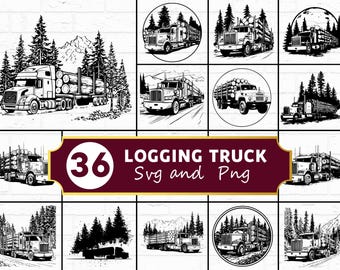 Holz LKW SVG PNG Bundle, Holz Silhouette Clipart, Forstwirtschaft Cricut Dateien, Holz Vektor