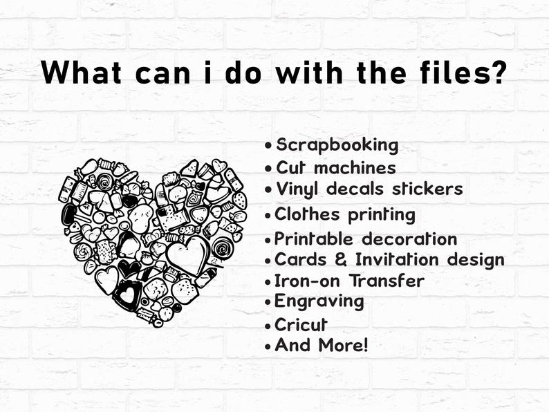 Candy Hearts Silhouette SVG Bundle | Valentine Sweet Heart SVG PNG ...