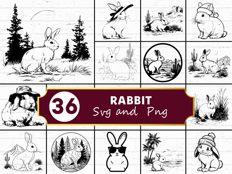 Rabbit SVG PNG Bundle, Bunny Silhouette Clipart, Easter Spring Cricut ...