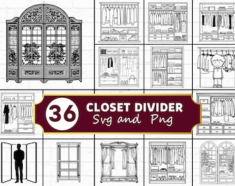 Closet Divider SVG PNG Bundle, Baby Organizer Silhouette Clipart, Label Cricut Files Vector