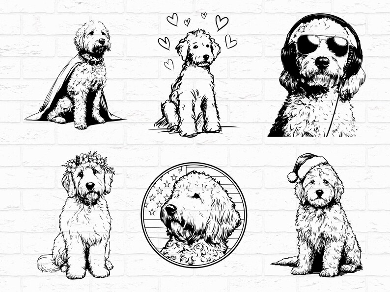 Goldendoodle SVG PNG Bundle, Doodle Dog Silhouette Clipart, Pet Lover ...