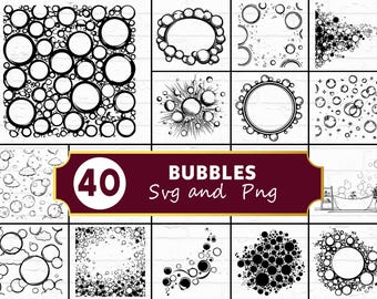 Bubbles SVG, Floating Soap Bubble Silhouette PNG, Effervescent Foam Clipart, Water Orb Vector, Cricut