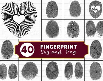 Fingerprint SVG Bundle, Biometric Thumbprint Silhouette PNG, Human Identity Pattern Clipart, Unique Forensic Vector