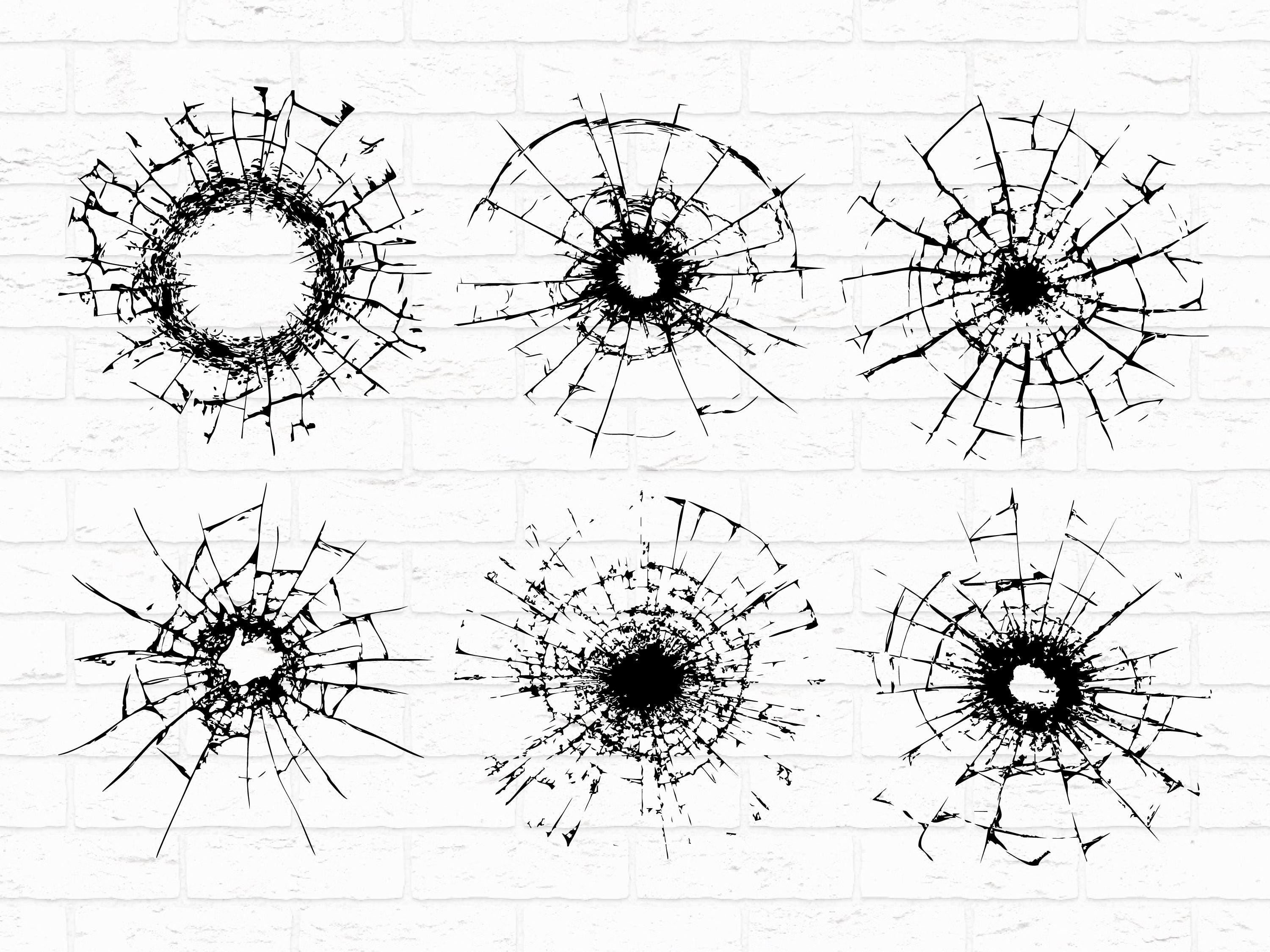 Shattered Glass SVG PNG Bundle, Broken Window Silhouette Clipart ...