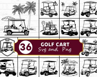 Golfkar SVG-bundel, golfer silhouet png, countryclub clipart, sport vector, golfen Cricut