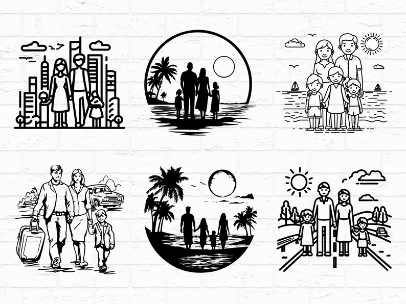Family Bitmap Family Silhouette SVG Bundle | Happy Family Love Together PNG Cricut - Etsy