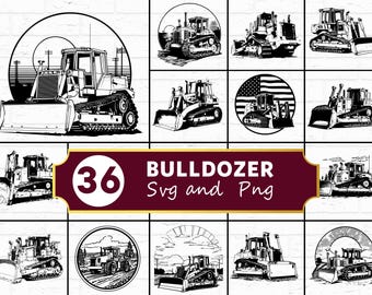 Paquete SVG PNG de excavadora, silueta de vehículo de construcción, archivos de corte Cricut de equipo pesado