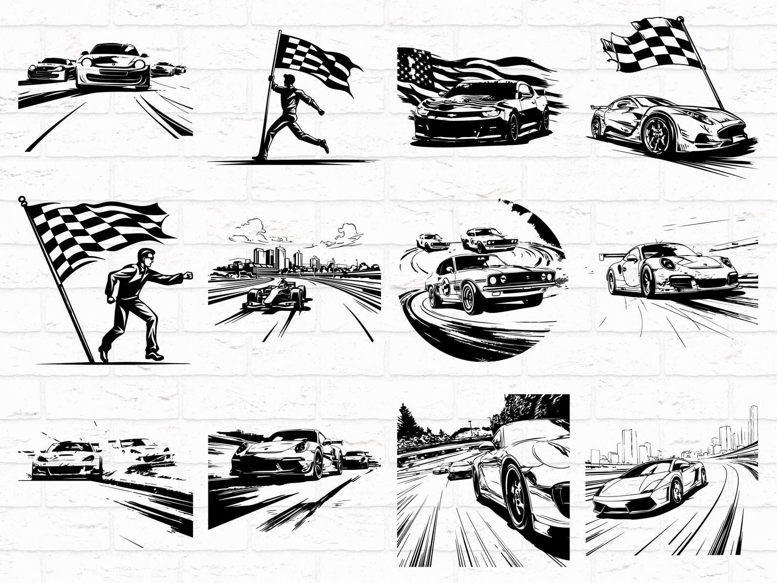 Racing SVG PNG Bundle, Race Car Silhouette Clipart, Motorsport Speed ...
