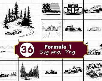 Paquete SVG PNG de Fórmula 1, silueta de coche de carreras de F1, corte Cricut de deportes de carreras