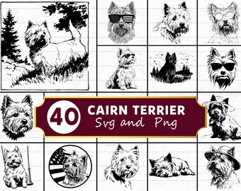 Cairn Terrier SVG, Scrappy Scottish Breed Silhouette PNG, Alert Wirehaired Terrier Clipart, Toto Dog