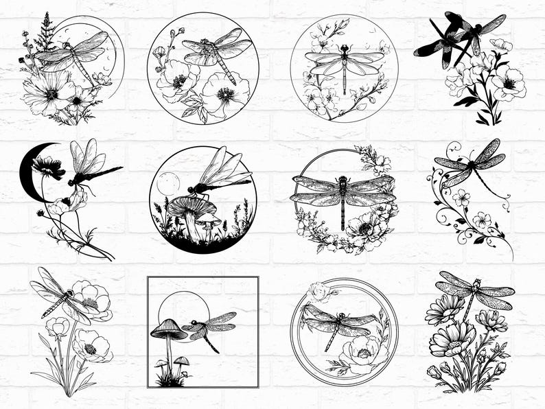 Dragonfly SVG PNG Bundle, Insect Silhouette Clipart, Nature Cricut ...