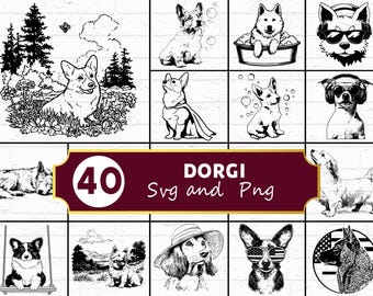 Dorgi Dog SVG, Dachshund Corgi Mix Silhouette PNG, Smart Designer Hybrid Breed Clipart, Regal