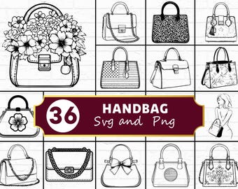 Paquete SVG PNG de bolso, silueta de bolso, archivos de corte Cricut de bolso de moda vectorial
