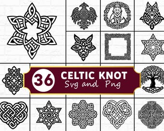 Celtic Knot SVG PNG Bundle, Irish Symbol Silhouette Clipart, Tribal Heritage Cricut Files Vector