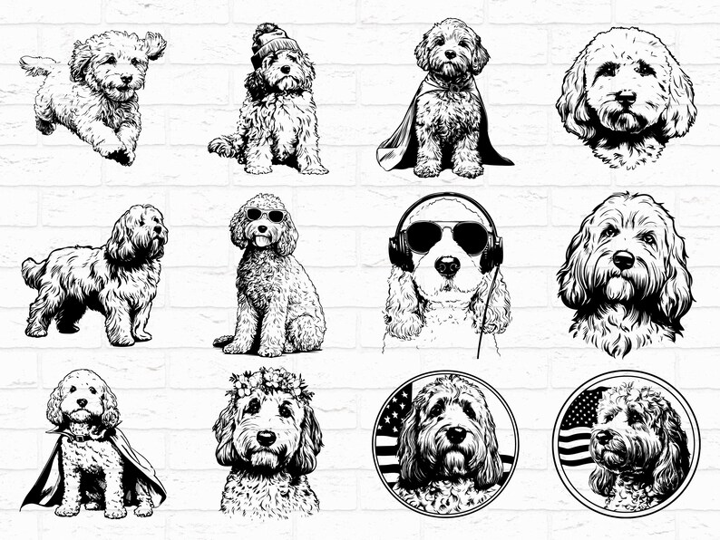 Cockapoo SVG PNG Bundle, Dog Silhouette Clipart, Puppy Pet Cricut Files ...