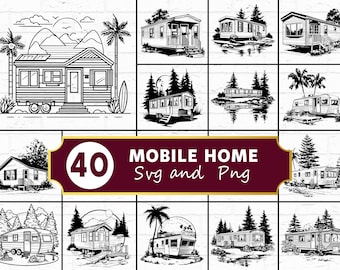 Stacaravan silhouet SVG-bundel | RV Trailer Svg Png Clipart voor Cricut Crafts