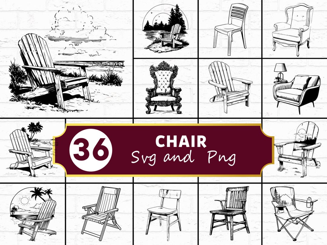 Simple Chair Svg Chair SVG PNG Bundle, Furniture Silhouette Clipart, Home Decor Cricut ...