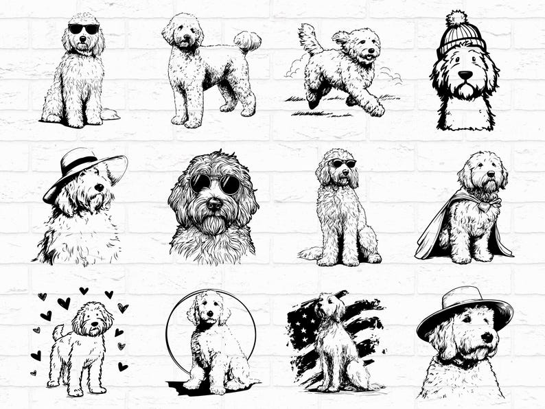 Goldendoodle SVG PNG Bundle, Doodle Dog Silhouette Clipart, Pet Lover ...